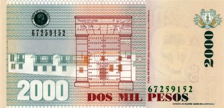 Kolumbia 2000 peso Santander 2014  P-457y