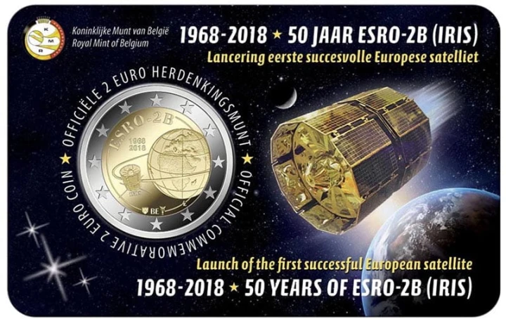 2 euro Belgia 50 lat ESRO-2B 1968- 2018