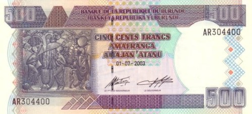Burundi 500 franków Budynek 2003 P-38c