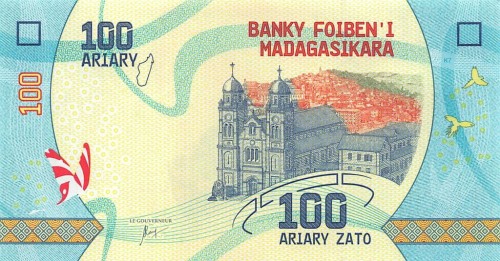 Madagaskar 100 ariary Żaba 2017 P-97a