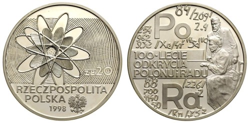 20 zł Odkrycie Polonu i Radu 1998
