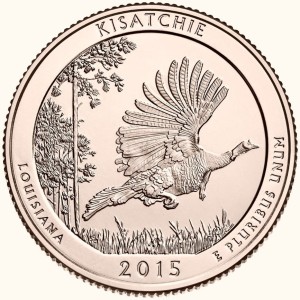 USA 25 c Park narodowy Kisatchie 2015 nr 27 24K Au złoto