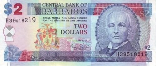 Barbados 2 $ Trafalgar Square w Bridgetown 2007 P-66