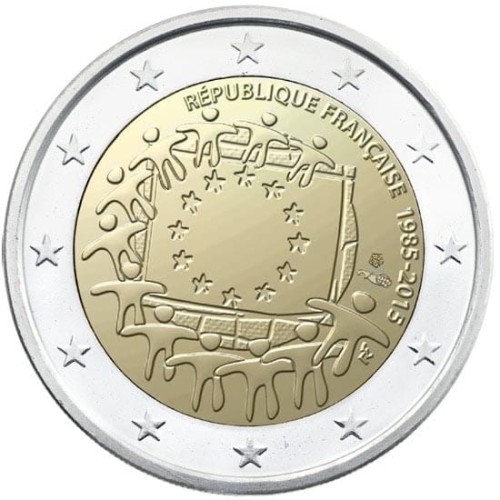 2 € Francja 30 lat flagi UE 2015