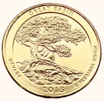 USA 25 c Park narodowy Great Basin 2013 nr 18 24K Au