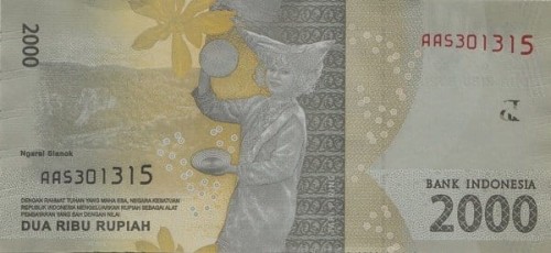  Indonezja 2000 rupii Tamrin/kwiat Jeumpa 2016 P-155a