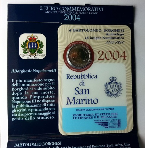 2 euro San Marino Bartolomeo Borghesi 2004