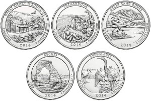 USA 25 c Parki narodowe x5 2014