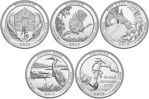 Abonament na okolicznościowe monety USA 25c Parki narodowe 2015 + 5 monet