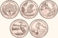 USA 25 c Parki narodowe x5 2014 platerowane złotem