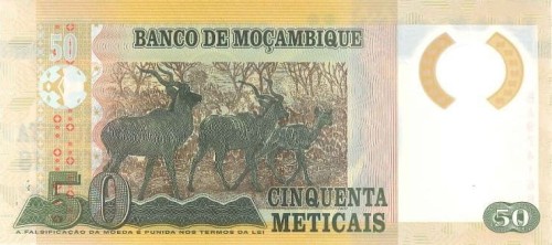Mozambik 50 meticais Antylopy 2017 P-150b