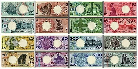 Polskie banknoty Miasta polskie 1990 + album 9 szt.