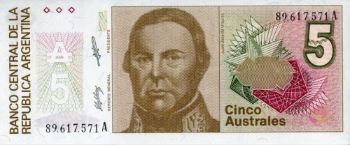 Argentyna 5 australes Urouiza 1987 P-324b