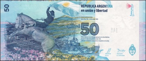 Argentyna 50 peso Gauczo/ Malwiny 2015 P-362