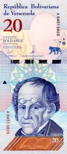 Wenezuela 20 Boliwarów Jaguar 2018 P-104a