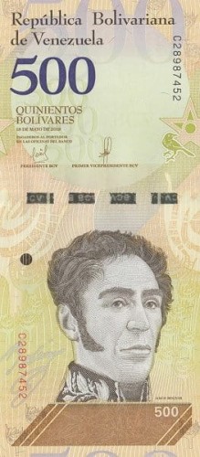 Wenezuela 500 Boliwarów Turpial 2018 P-108b