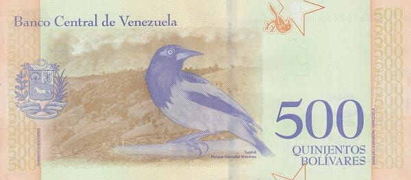 Wenezuela 500 Boliwarów Turpial 2018 P-108b