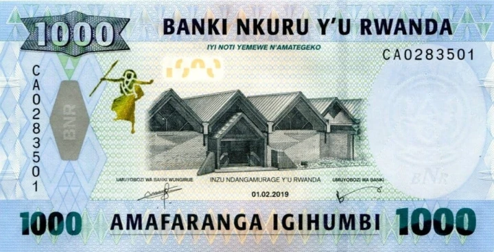 Rwanda 1000 franków Małpa 2019 P-43a