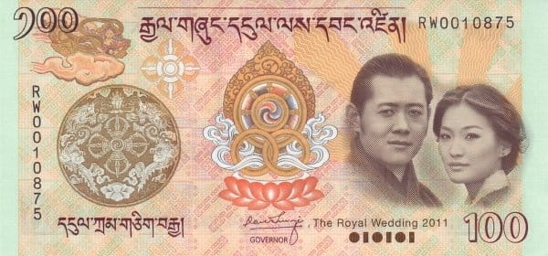 Bhutan 100 ngultrum Królewski ślub 2011 P-35 folder