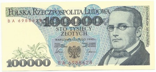 100000 zł Stanisław Moniuszko 1990 P-154a BA