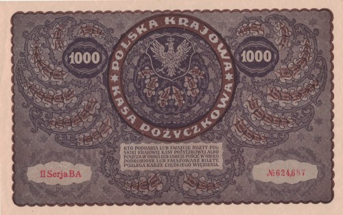 1000 mp Tadeusz Kościuszko 1919 P-29d II Serja BA