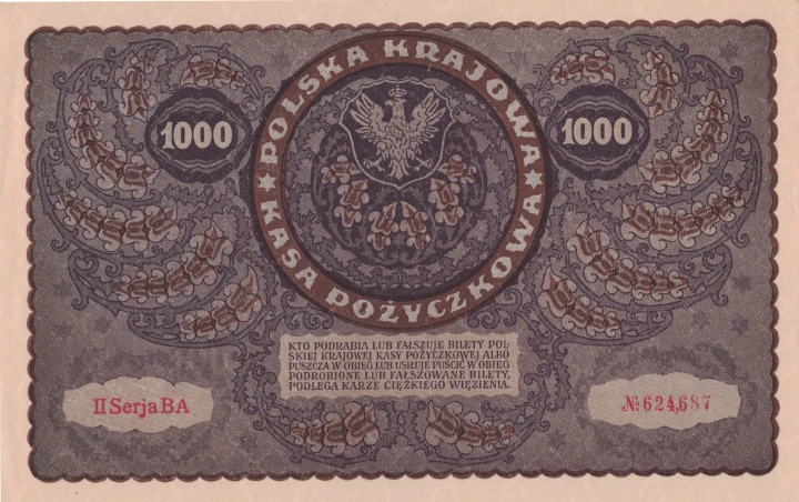 1000 mp Tadeusz Kościuszko 1919 P-29d II Serja BA