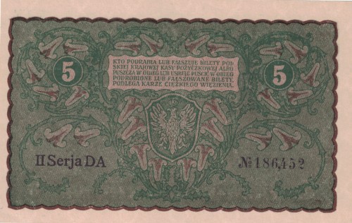 5 mp Tadeusz Kościuszko 1919 P-24b,2 II serja DA