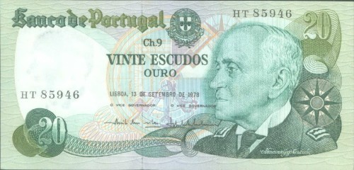 Portugalia 20 escudos Wodolot 1978 P-176a