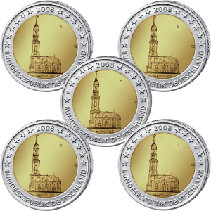 2 euro Niemcy x5 Hamburg  Kościół św. Michała 2008