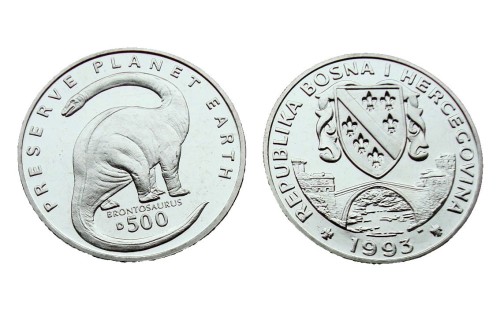 Bośnia i Hercegowina 500 dinarów Brontozaur 1993