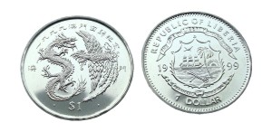 Liberia 1 $  Powrót Makao do Chin - Smok i feniks 1999