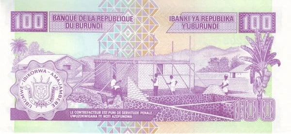 Burundi 100 franków Budowa 2004 P-37d