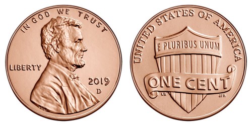 USA 1 cent A. Lincoln E Pluribus Unum 2019 D