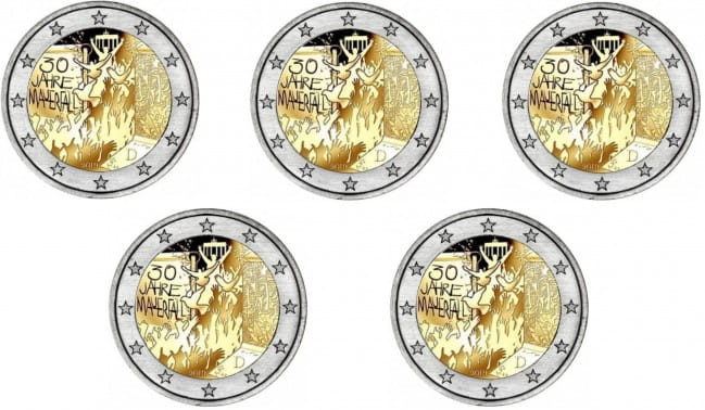 2 euro x 5 ADFGJ  Niemcy Mur Berliński 2019