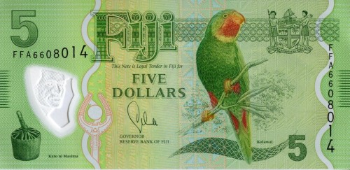 Fidżi 5 $ Papuga i iguana 2013 P-115
