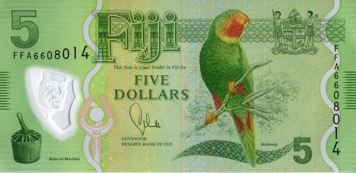 Fidżi 5 $ Papuga i iguana 2013 P-115
