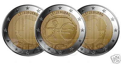 2 € LUKSEMBURG 10 lat strefy euro efekt kątowy 2009