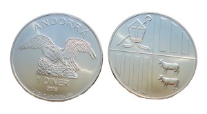 Andorra 1 diner Orzeł 2008 1 Oz Ag.999