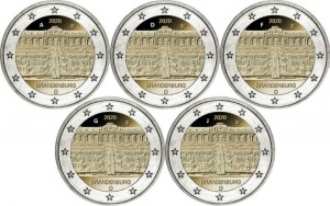 2 euro x5 ADFGJ Niemcy Brandenburgia 2020
