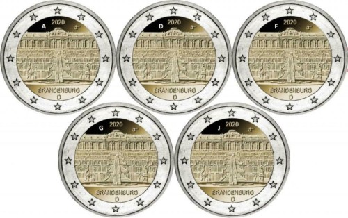 2 euro x5 ADFGJ Niemcy Brandenburgia 2020
