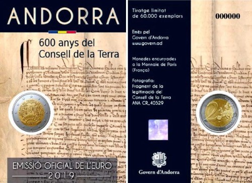 2 euro Andora Parlament 2019
