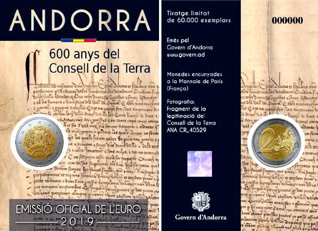 2 euro Andora Parlament 2019