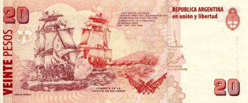 Argentyna 20 peso Bitwa morska 2015 P-355