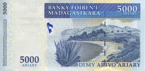 Madagaskar 5000 ariary Żaglówki 2007 P-94
