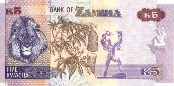 Zambia 5 kwacha Lew 2015 P-57a