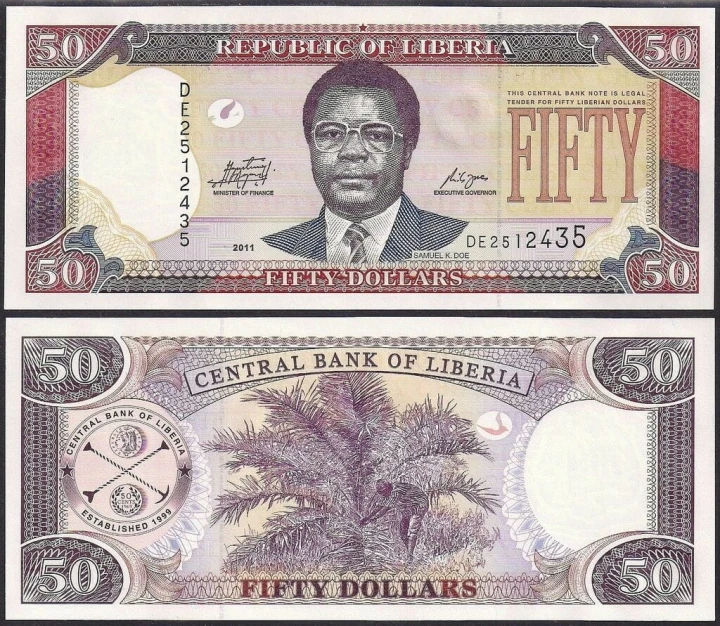 Liberia 50 $ Drzewo 2011 P-29f