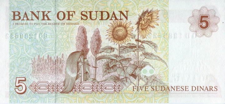 Sudan 5 dinarów Słoneczniki 1993 P-51