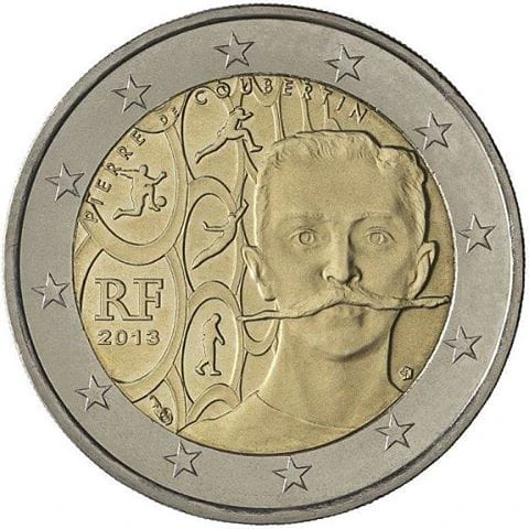 2 euro Francja Pierre de Coubertin 2013