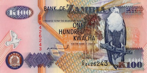 Zambia 100 kwacha Bawół 1992 P-38a