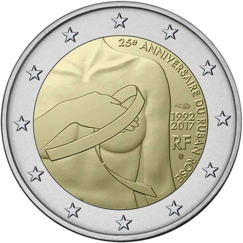 2 euro Francja Różowa wstążka 2017